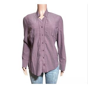 Pulp womens long sleeve mandarin button front ribbed shirt M